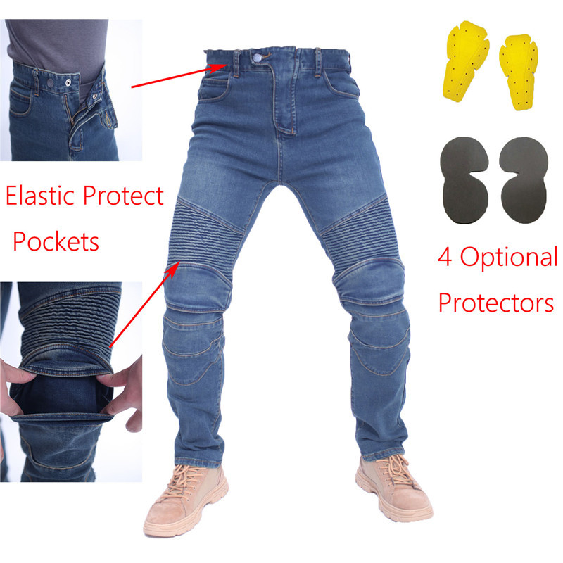 Motorcycle Gear Testing - Men Jeans Embroidery Motorcycle Pants Pantalon