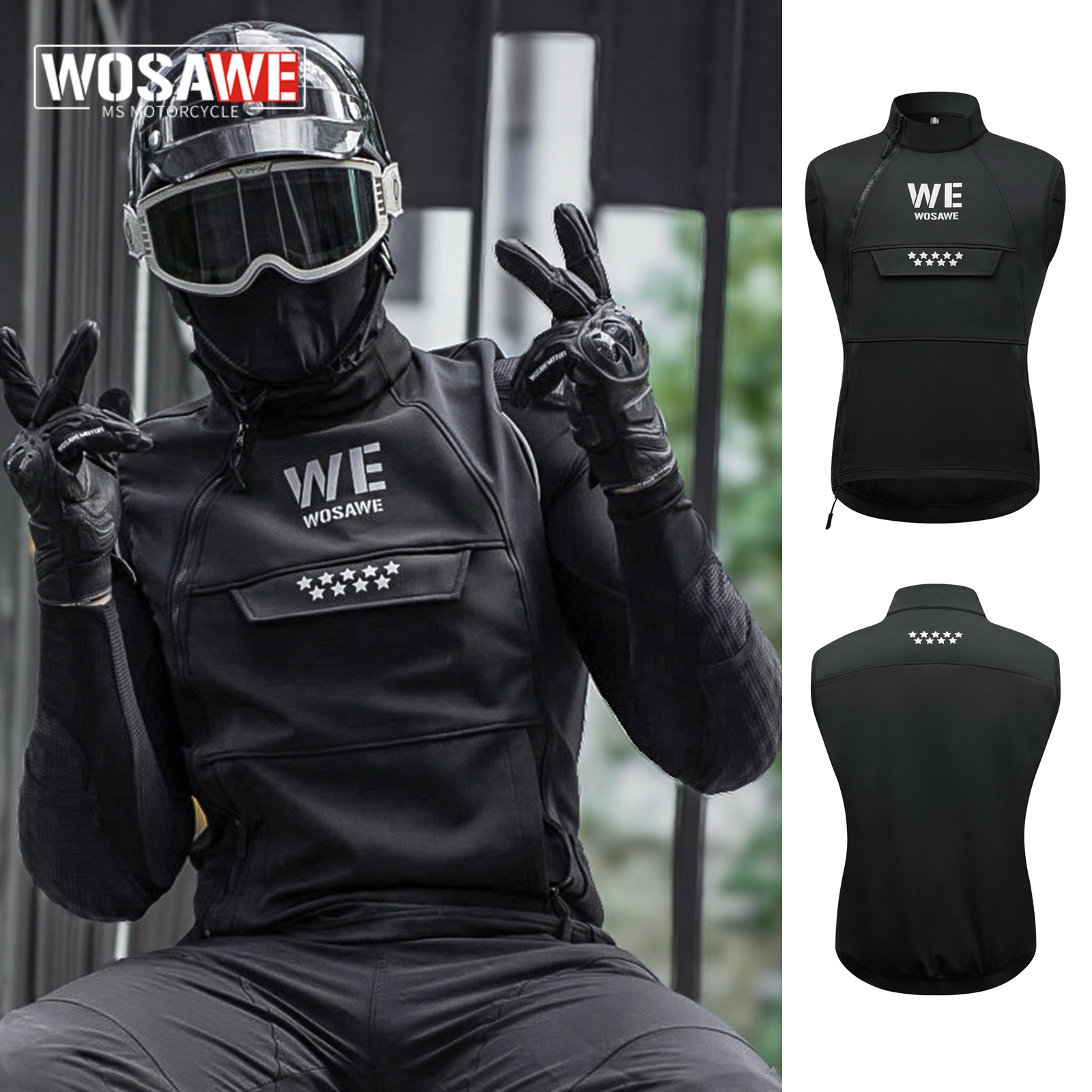 Motorcycle Gear Vest - WOSAWE Winter Motorcycle Riding Vest Reflective