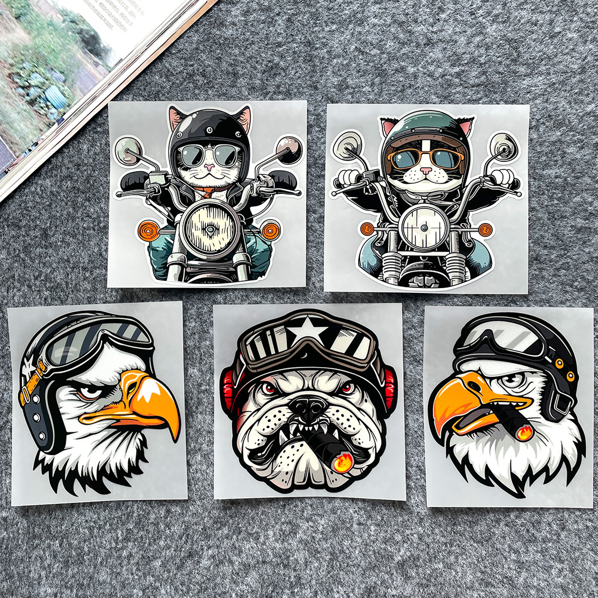 Motorcycle Gear For Dogs - Retro Eagle/Cat/Dog Sticker Reflective Motorcycle Body