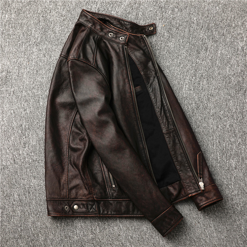 Ami Khaki Men's Distressed Lea – обзор и цена Riding Jacket Leather