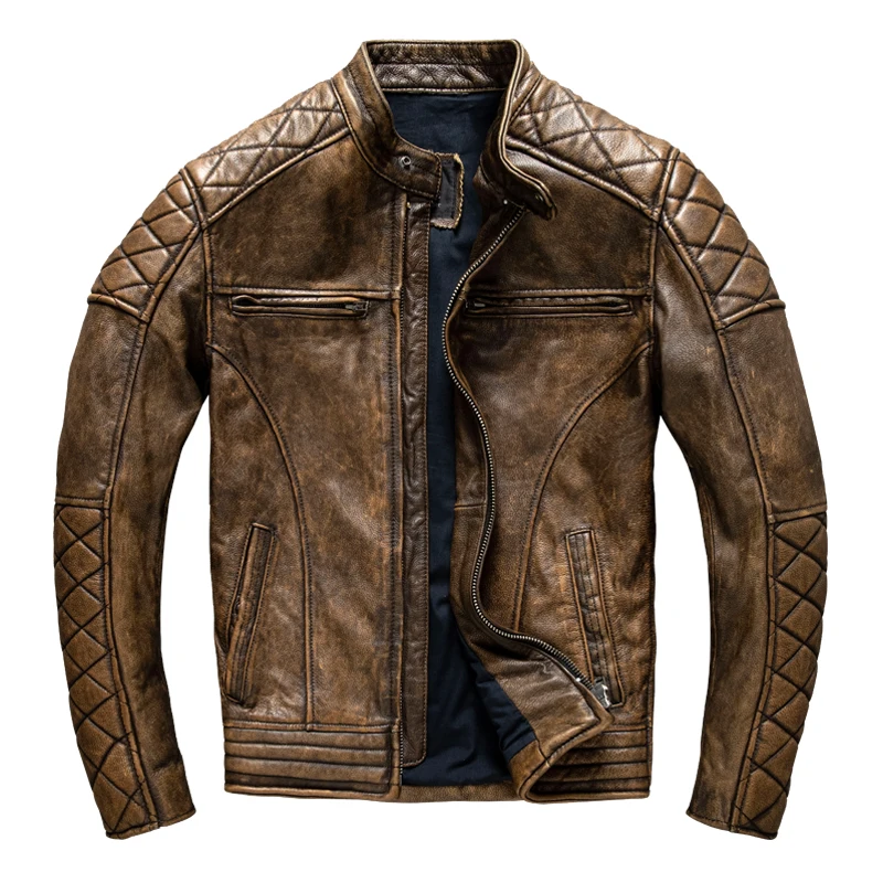 Vintage Men Leather Jacket Yel – обзор и цена Riding Jacket Leather