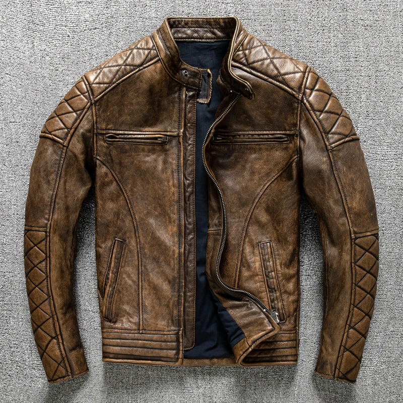 Vintage Men Leather Jacket Yel – обзор и цена Riding Jacket Leather