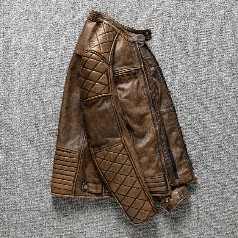 Vintage Men Leather Jacket Yel – обзор и цена Riding Jacket Leather