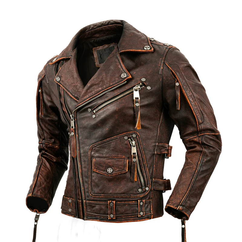 Men's Natural Leather Motorcyc – обзор и цена Riding Jacket Leather