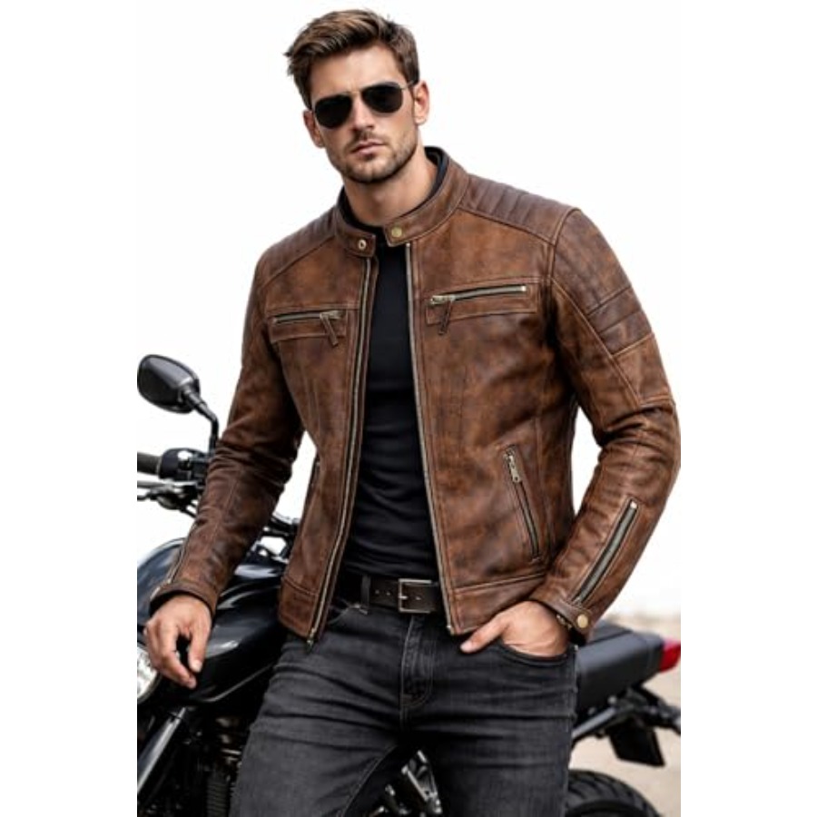 Men's Leather Motorcycle Jacke – обзор и цена Riding Jacket Leather