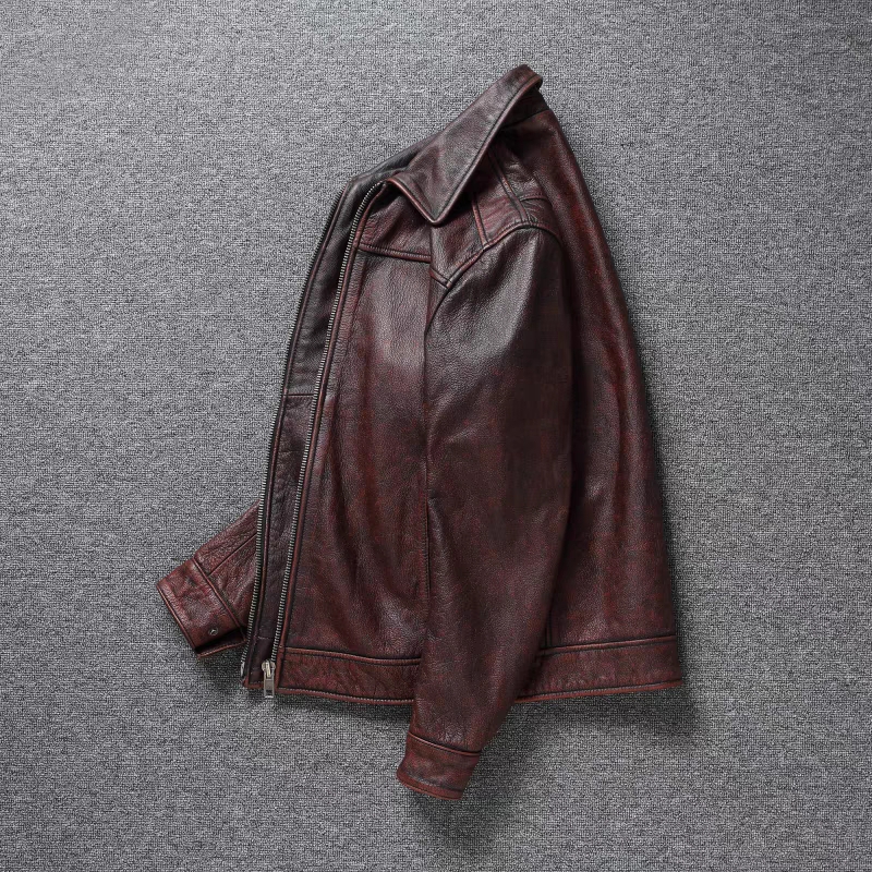 Retro Distressed Lapel First L – обзор и цена Riding Jacket Leather